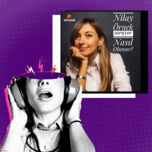 Podcast önerisine bakan bir kadın